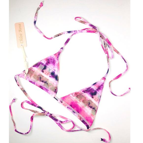 Chloe Rose Pink & Purple Tie Dye String Bikini Set Size Medium - Picture 7 of 11